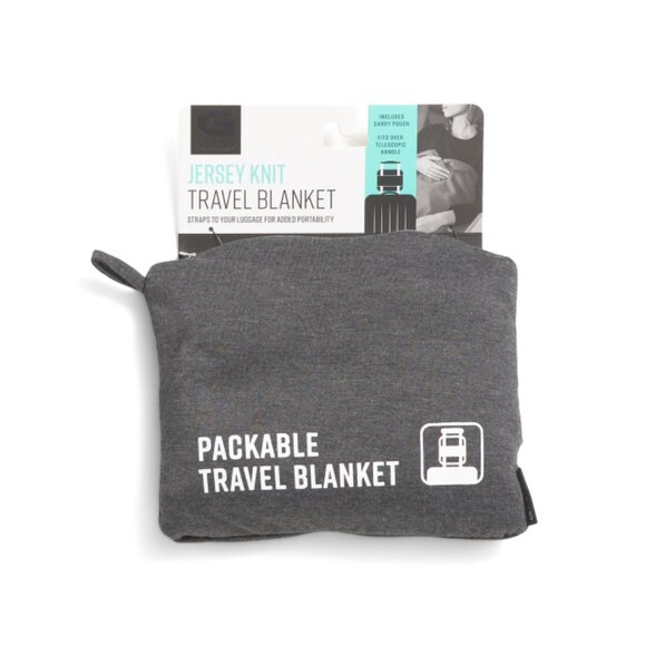 G-FORCE Grey Jersey Knit Packable Blanket With Carry Strap - Picture 1 of 2